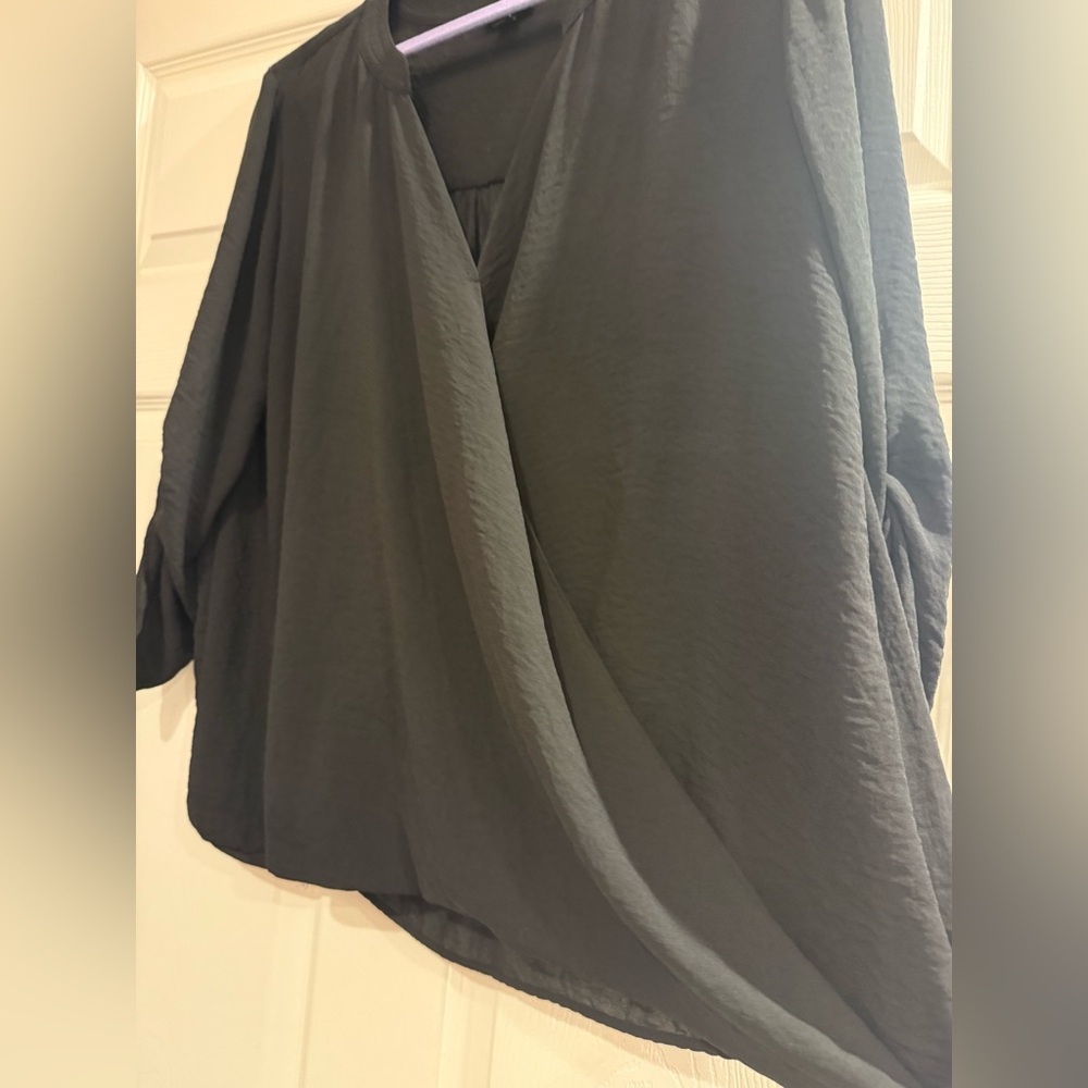 a.n.a Black Wrap Blouse - Picture 3 of 6